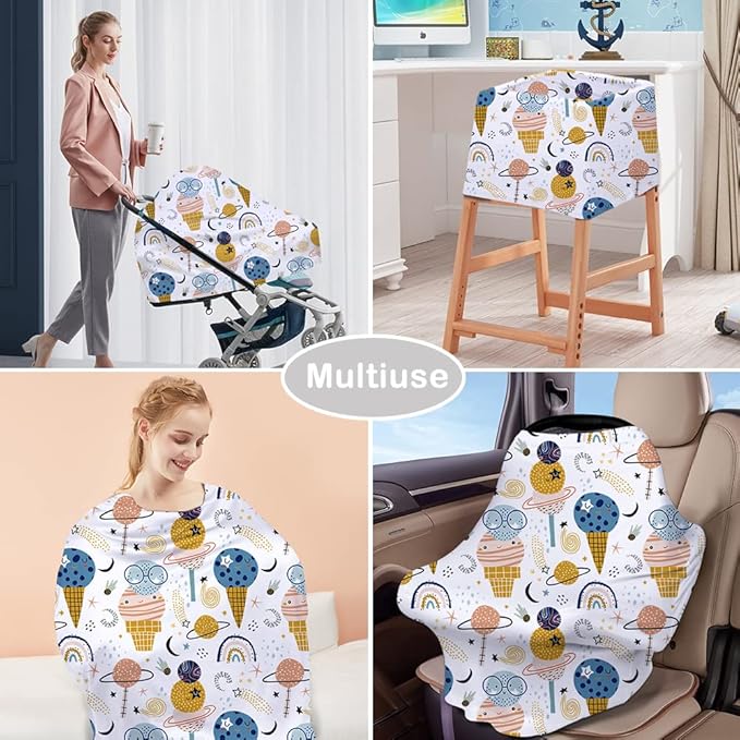 Yoofoss Nursing Cover Breastfeeding Scarf - Baby Car Seat Covers, Infant Stroller Cover, Carseat Canopy for Girls and Boys