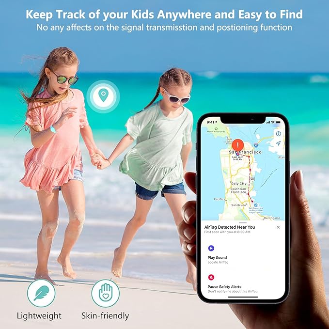 Waterproof Airtag Bracelet for Kids,Hidden Airtag Wristband Kids,Anti-Lost Silicone Apple Airtag Holder Case for Toddler,Airtag Case Cover Accessories Watch Band GPS Tracker for Child-Teal