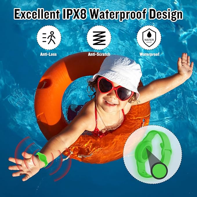 4 Pack Waterproof AirTag Bracelet for Kids, Hidden Silicone Wristband for AirTag, GPS Tracker Case for Air Tag Holder Strap Band for Child Toddler, Secure Anti-Loss Protection