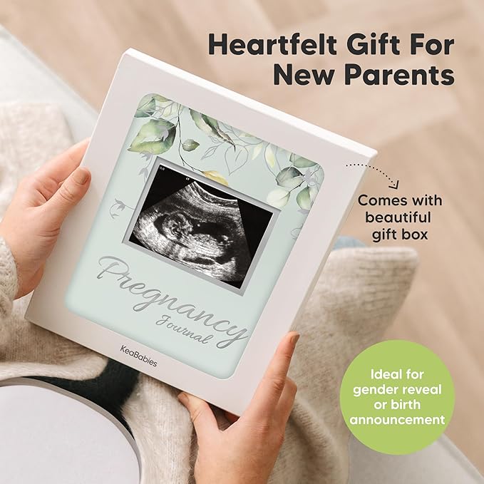 Pregnancy Journal for First Time Moms Gifts - 90 Pages Hardcover Pregnancy Memory Book, Beautiful & Cute Baby Book Keepsake, Ultrasound Baby Scrapbook, Mom To Be Gift (Sage)