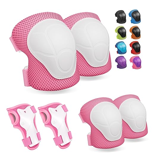 Knee Pads for Kids Knee Pads and Elbow Pads Toddler Protective Gear Set Kids Elbow Pads and Knee Pads for Girls Boys with Wrist Guards 3 in 1 for Skating Cycling Bike Rollerblading Scooter [Upgraded]