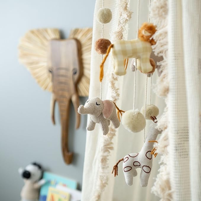 Crane Baby Safari Nursery Ceiling Hanging Decor Boho Jungle Animals Room Decor for Babies Crane Baby, Safari Nursery Decor for Boys and Girls, Ceiling Hanging, 11" x 28", Jungle Nursery Decor