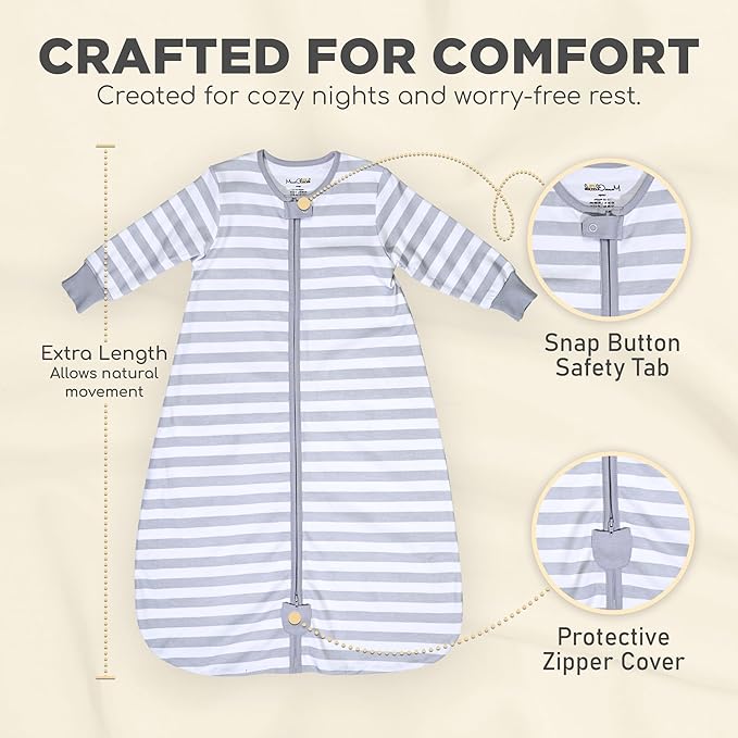 Mama Cheetah Baby Sleep Sack with Sleeves, 0.5 TOG Organic Cotton Wearable Blanket and Two-Way Zipper, Swaddle Transition Long Sleeve Sleeping Bag for Newborn Infant Toddler, 18-24 Months