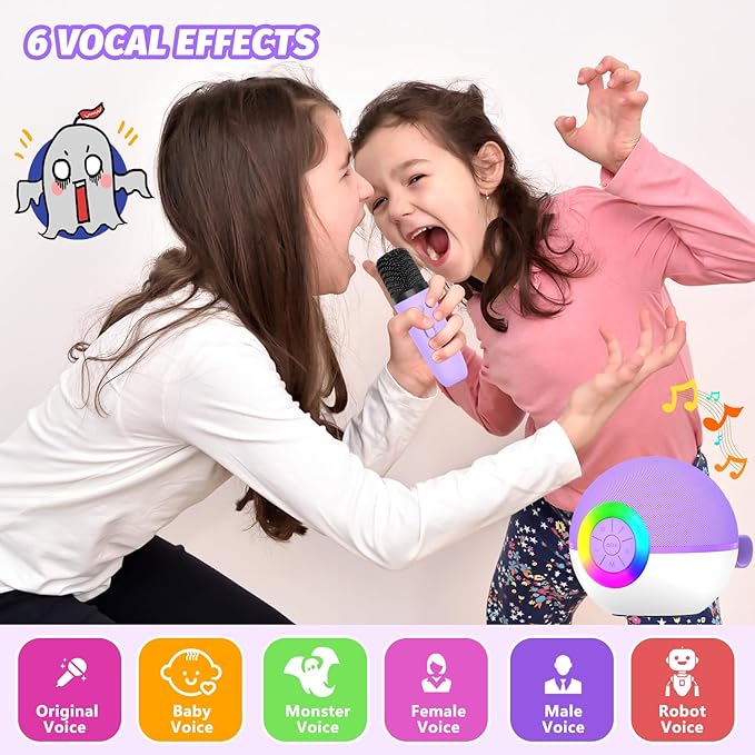 Mgaolo Mini Karaoke Machine for Kids Adults,Portable Bluetooth Speaker with Wireless Microphone,Gift Toys with MP3 Player for Boys Girls 3-12 Year Old Birthday Family Home Party Present (Purple)