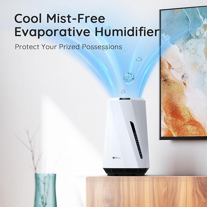 Airdog H5 Evaporative Humidifier for Baby- Mist-Free Humidifier, Mold Free humidifier, Quiet, LED Water Level Display for Premium Home Décor & Protection, Washable Filter, 0.8 Gallon Tank, 5 Modes