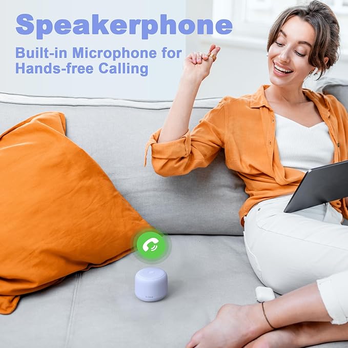 Bobtot Portable Bluetooth Speakers with Strap Easy to Carry, Wireless IPX5 Waterproof Mini Speaker with Loud Stereo Sound, 20 Hours Playtime, Rechargeable Battery, Built-in Microphone, Purple