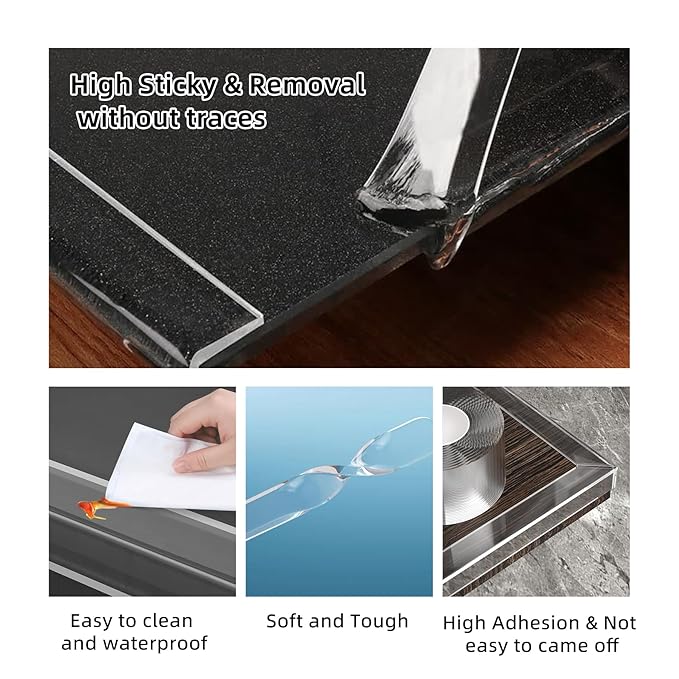 3Pack Baby Proofing Edge Protector for Baby,1.57in x 9.84ft,Clear Edge Protector Strip Sharp Edge Wrap Cover Tape,Corner Bumpers for Furniture,Crib Rail Covers for Teething