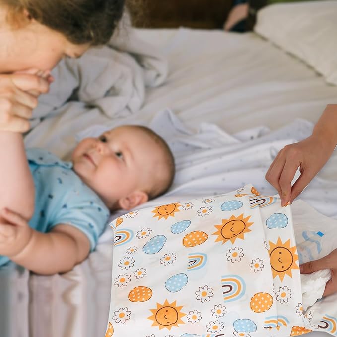 2pcs Cloth Diaper Wet Dry Bags, Waterproof Reusable Wet Bag with 2 Zipper Pockets & Handle, Washable Laundry Bags for Baby Adult Clothes Travel Beach Pool Daycare Yoga Gym Exercise Swimsuits,