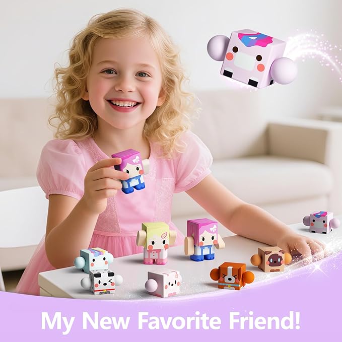 GobiDex 8PCS Magnetic Figures Playset Rotatable Animal & Character Toys for Kids, Toddlers Sensory Pretend Play Travel Toys Compatible with Magnet Blocks