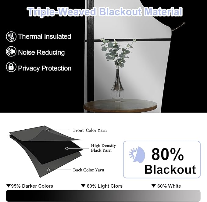 Simplebrand Ava Natural Blackout Curtains for Bedroom 96 Inches Long 2 Panels, Solid Thermal Insulated, Energy Saving Living Room Window Treatment Curtains Blackout Drapes, W40 x L96 Inch, Natural