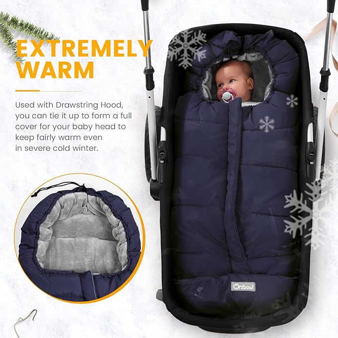 Orzbow Warm Bunting Bag Universal,Stroller Sleeping Bag Cold Weather,Waterproof Toddler Footmuff(Blue,Large)