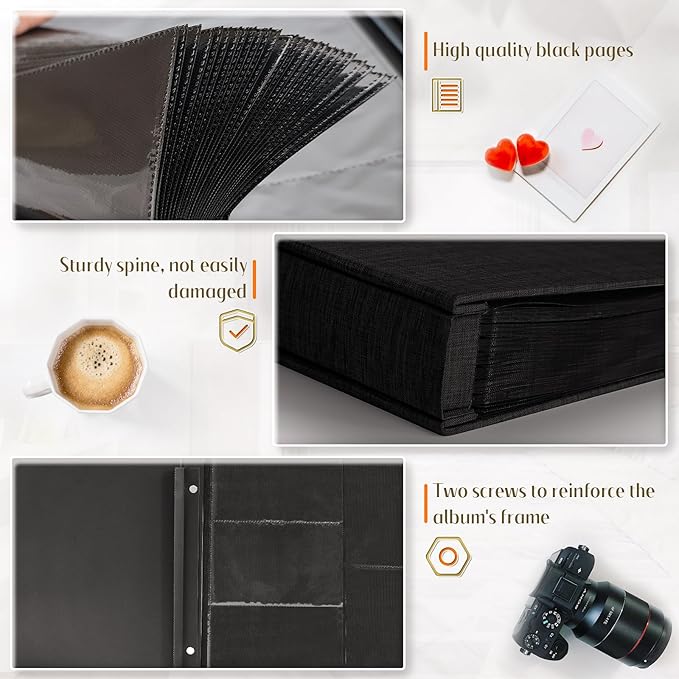Popotop Photo Album 4x6 1000 Pockets for Wedding Gifts,Linen Hardcover Picture Albums for Family Anniversary Baby Vacation Pictures