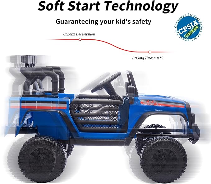 12V Kids Ride on Car Truck, Kids Electric Vehicles Car Ride on Toy for Toddlers with Remote Control - Blue