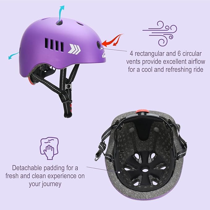 KAMUGO Kids Bike Helmet Set, Toddler Helmet for Ages 2-8 Boys Girls with Sports Protective Gear Set Knee Elbow Wrist Pads for Skateboard Cycling Scooter Rollerblading
