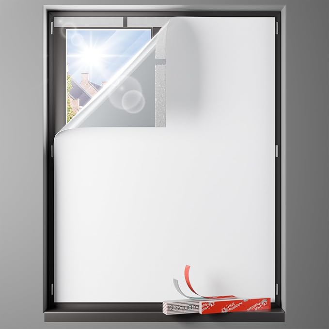 Sumobaby Blackout Curtains Portable 42"x60",No Drill Black Out Window Cover with Heat-Resistant Hook&Loop Tapes,100% Blackout Shades,Thermal Insulated Window Blinds for Home,Nursery(1 Panel,White)