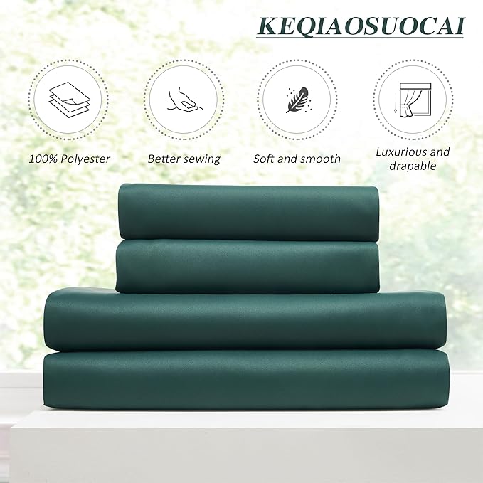 KEQIAOSUOCAI Dark Green Pinch Pleated Blackout Curtains for Small Windows - Thermal Insulated Christmas Green Curtain Drapes with Hooks，40 x 45 Inches Long-2 Panels Set