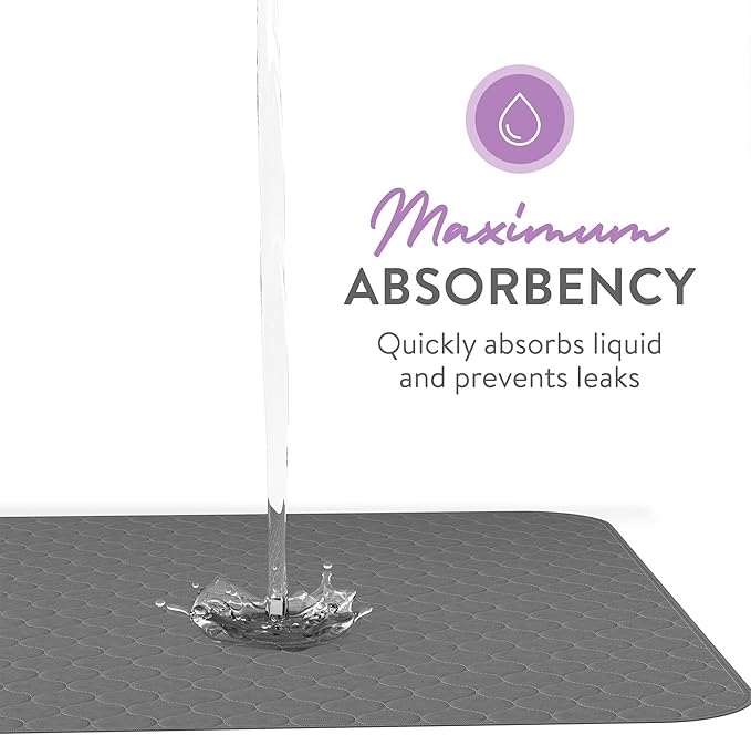 Inspire Underpads | Stain Hiding Gray Reusable Incontinence Bed Pads | Waterproof Mattress Pad | for Adults Babies and Dogs (18 X 24 - 3 Pack)