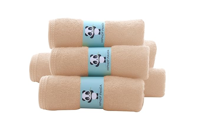 HIPHOP PANDA Baby Washcloths, Rayon Made from Bamboo - 2 Layer Ultra Soft Absorbent Newborn Bath Face Towel - Reusable Baby Wipes for Delicate Skin - Brown, 30 Pack