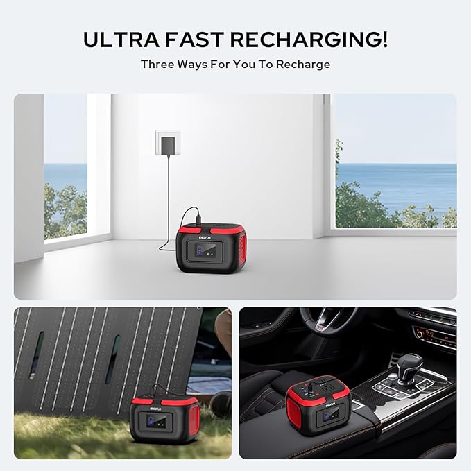 Portable Power Station, 97Wh Solar Generator, Lithium Battery Power with 110V AC 150W Peak Socket/DC/USB QC3.0/LED Light for Outdoor Camping Trip Home Backup Emergency