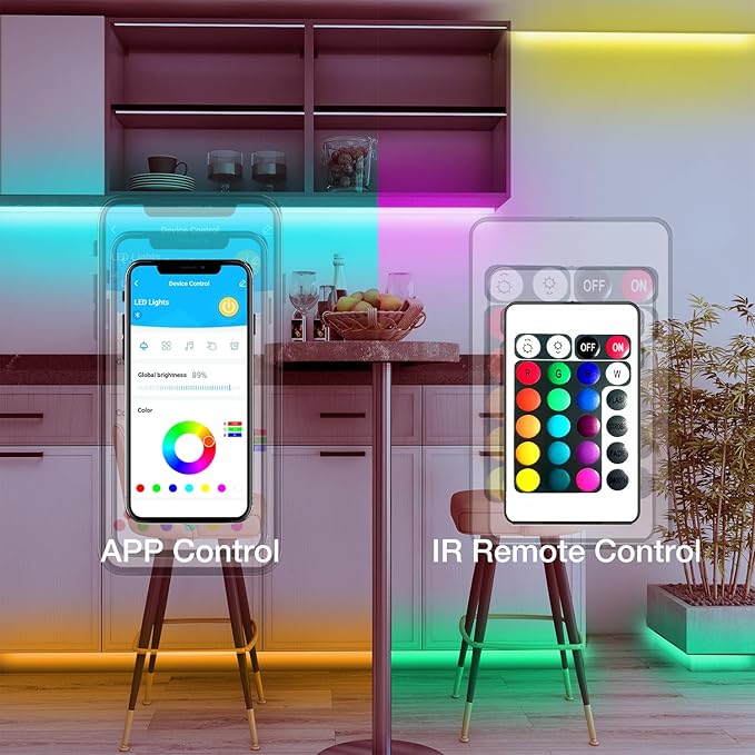 DAYBETTER Smart RGB Led Strip Lights, 100ft Led Lights for Bedroom with App Control, Multicolor Changing Led Light Strips Apply for Home Decor, Living Room, Kitchen, Home Party Decoration