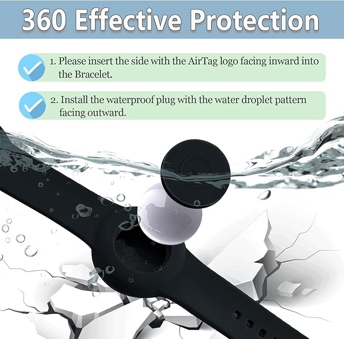 Waterproof Bracelet for AirTag Kids, Personalized Initial Letter Hidden Holder Compatible with Air Tag, Silicone Case for Airtag Adjustable Anti-Lost GPS Tracker for Toddler Child Elder, Q