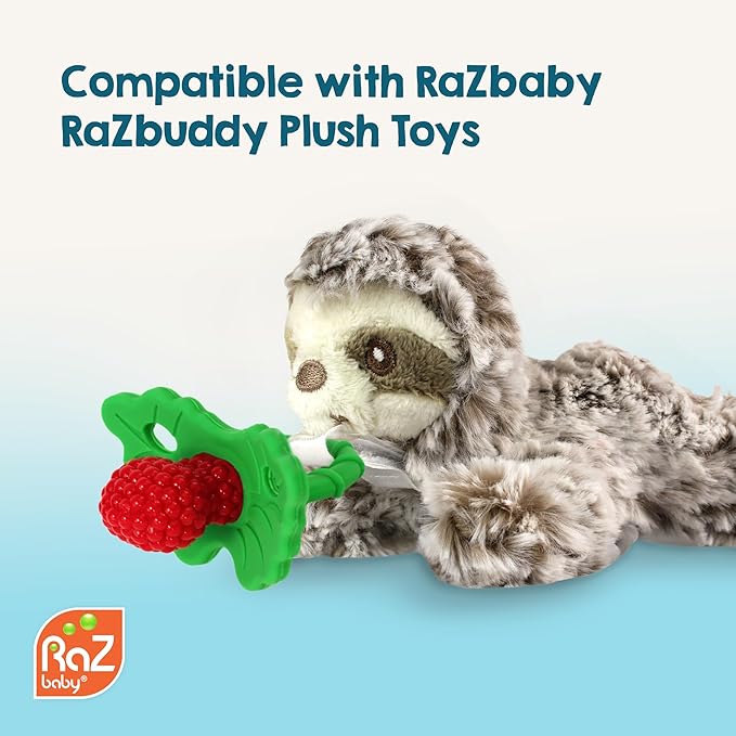 RaZbaby RaZberry Silicone Teether Pacifier – Teething Relief for Infants, Food-Grade, BPA-Free, Hands-Free Design, Natural Berrybumps Fruit Texture for Sensory Development, Freezable – Coconut