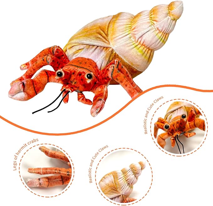 Hermit Crab Plush Toy,Crab Stuffed Animal,Simulated Plush Toy,Soft Stuffed Toy for Adults Birthday for Boys and Girls-10 Inch