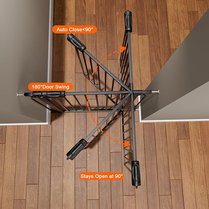 HOOEN Wide Baby Gates for Doorway Stairs 30" Tall 38.5-43.5 Inch Wide Indoor Child Gate for Kid or Pet Dogs Walk Through Pressure Mounted Baby Dog Gate