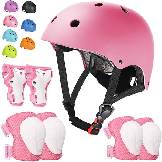 Kids Bike Helmet Set Adjustable Helmet for Ages 3-15 Kids Toddler Boys Girls Youth, Multi-Sport Bicycle Skateboarding Football Rollerskating Scooter Rollerblade Balance Bike Helmets