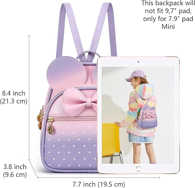 KL928 Girls Bowknot Polka Dot Cute Mini Backpack Small Daypacks Convertible Shoulder Bag Purse for Women