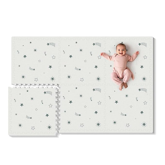Baby Foam Play Mat, PIGLOG 72”x48” Floor Mats for Kids, Baby Crawling Mat with Interlocking Floor Tiles, Toddler Playmats for Indoor and Outdoor, Easy to Clean Playroom Foam Mats, Pentagram
