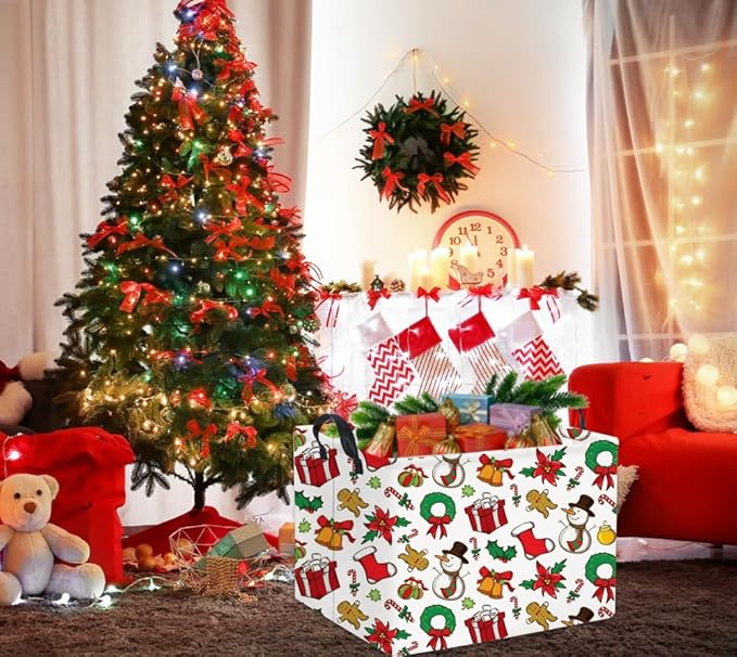HIYAGON Rectangular Basket for Families Basket with Baby Storage Bin and Kids Toy Organizer Box for Boy and Girls - Christmas Room Decor