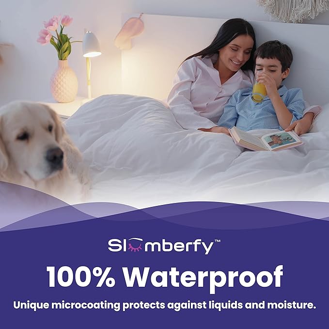 Full Size Waterproof Bamboo Mattress Encasement by Slumberfy - Premium Skin-Safe Mattress Protector with 360° EZ Zipper, Lab-Tested Bed Bug, Zippered Encasement (54x75 in)