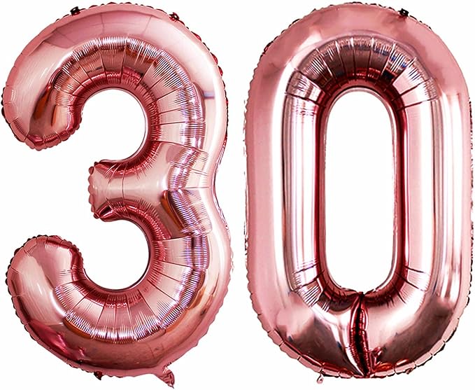 GOER Number 30 Balloons for 30th Birthday Party Decorations,42 Inch Jumbo Foil Helium Balloons for 30th Anniversary (Rose Gold)