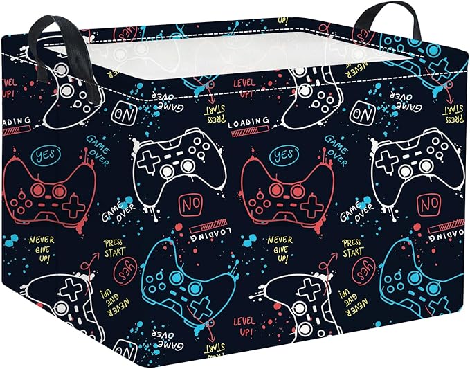 HIYAGON Rectangular Game Basket for Boys Kids Baby Storage Basket Storage Bin Organizer Box Room Decor(Game)