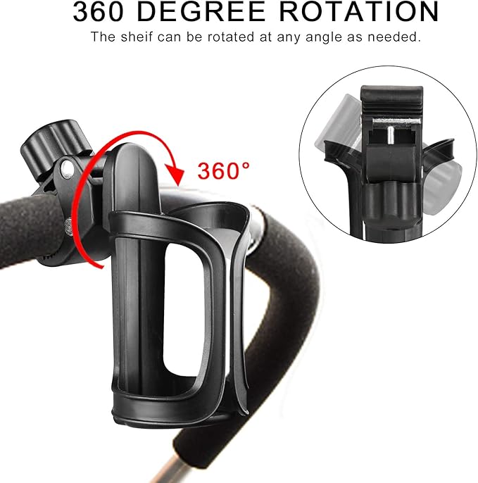 Accmor Stroller Cup Holder, Universal Cup Holder for Uppababy, Nuna, Doona Strollers, 360 ° Rotatable Bottle Holder for Stroller, Bike, Wheelchair, Walker, Scooter