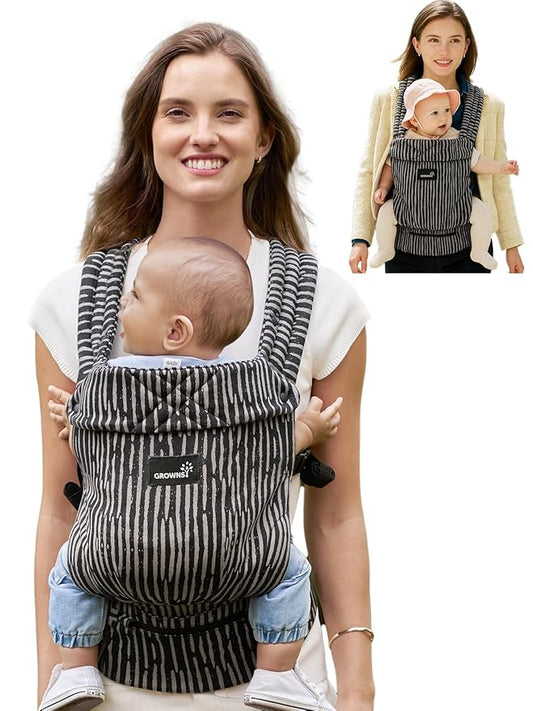 GROWNSY Baby Carrier Newborn to Toddler, Ergonomic Baby Toddler Carrier Wraps with Head Support, Easy to Wear, Infant Carrier Baby Gift, Travel and Hiking Friendly, for 7 to 44 lb (Flow-Stripe)
