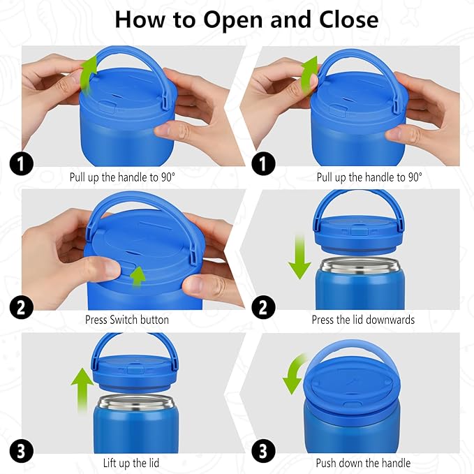 14oz Thermo Food Jar for Kids,Insulated Vacuum Food Jar for Hot & Cold Leak Proof Lunch Container Stainless Steel Wide Mouth Soup for School Travel