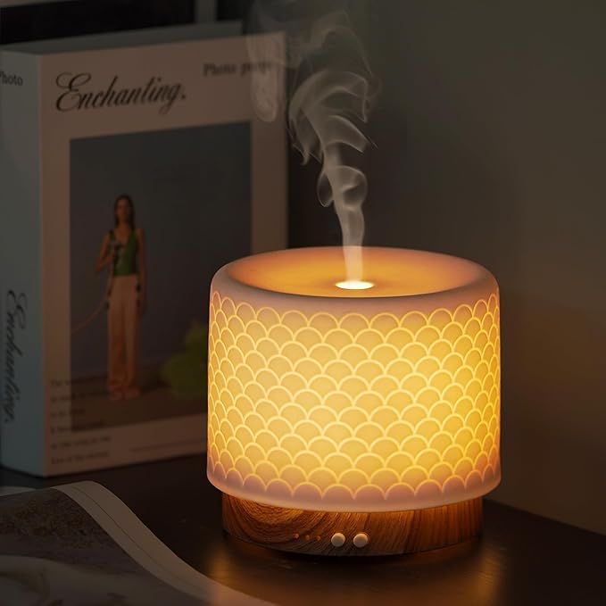 Essential Oil Diffuser, Aesthetic Ceramic Diffusers for Essential Oils,Ultrasonic 280ml Aroma Fragrance Diffuser with Cool Mist Humidifier Deffuser for Home,Office,Yoga,Bathroom,Modern Commercial