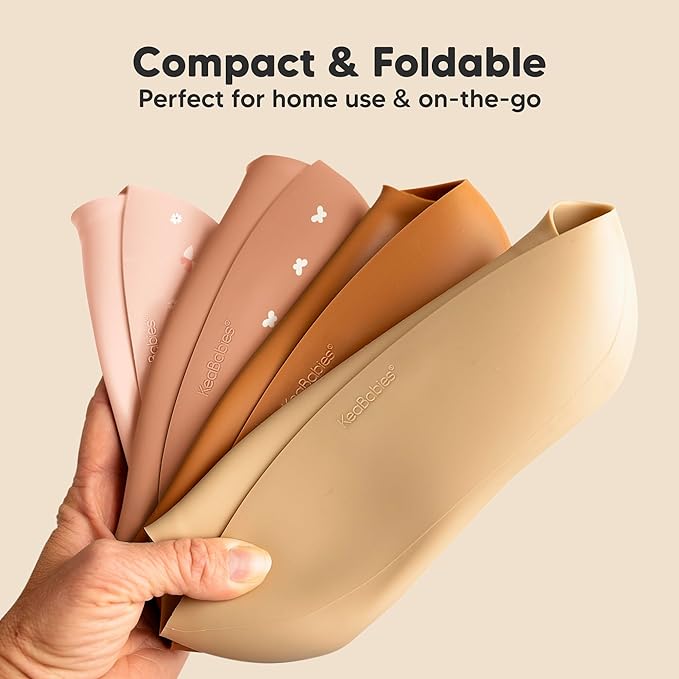 KeaBabies 2-Pack Silicone Baby Bibs for Eating - Sturdy Food-Grade Silicone Bibs for Babies Girl, Boy, Large Food Catcher, Clean & Put On Easily, Waterproof Toddler Feeding Essentials (Butterflies)