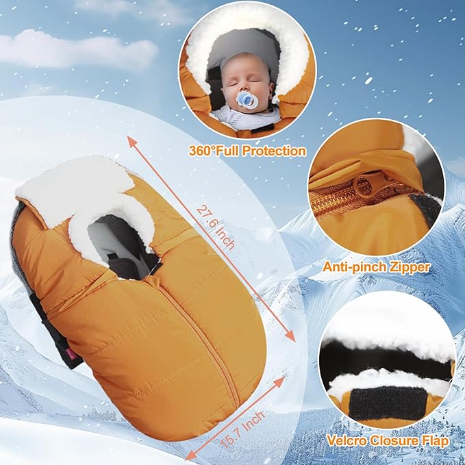 Fairy Baby Winter Car Seat Cover for Babies Carseat– Waterproof, Warm Car Seat Cover Baby – Universal Winter Cover for Back Seat, Infant Car Seat Cover (Brown)