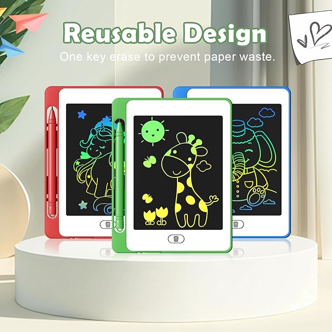 3 Pack LCD Writing Tablet for Kids, 6.5 Inch Colorful Doodle Board Drawing Tablet, Erasable Reusable Electronic Drawing Pads, Educational Learning Toys Birthday Gifts for Girls Boys Age 3 4 5 6 7 8