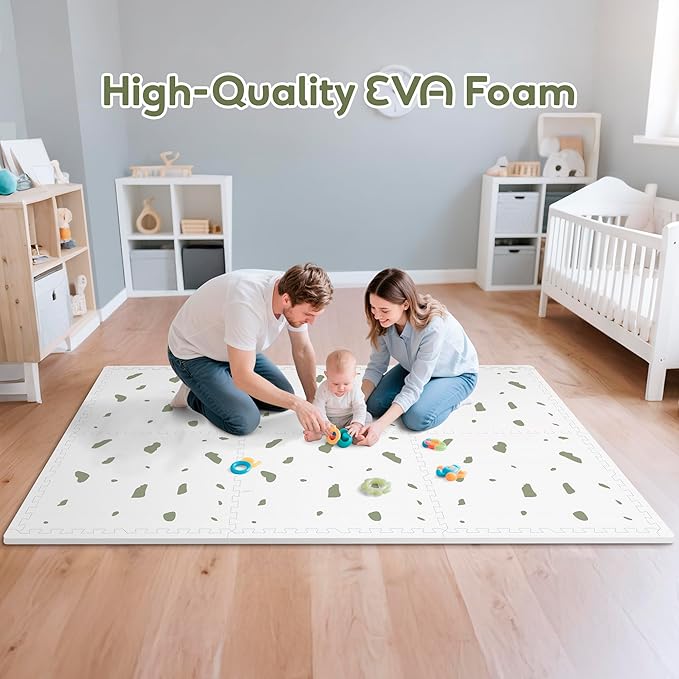 Baby Foam Play Mat-72”x 48” Baby Playmat,6-Piece Interlocking Foam Floor Tiles,Puzzle Mat for Infants and Toddlers,Waterproof Crawling Mat,Non Toxic Play Mat for Baby Tummy Time Mat(Spot)