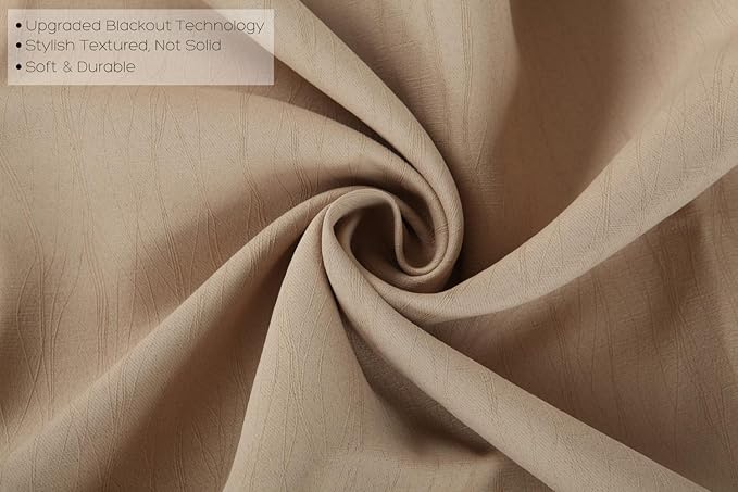 MIUCO Blackout Curtains Room Darkening Curtains Textured Grommet Window Curtains for Living Room 2 Panels 52x84 Inch Long Taupe