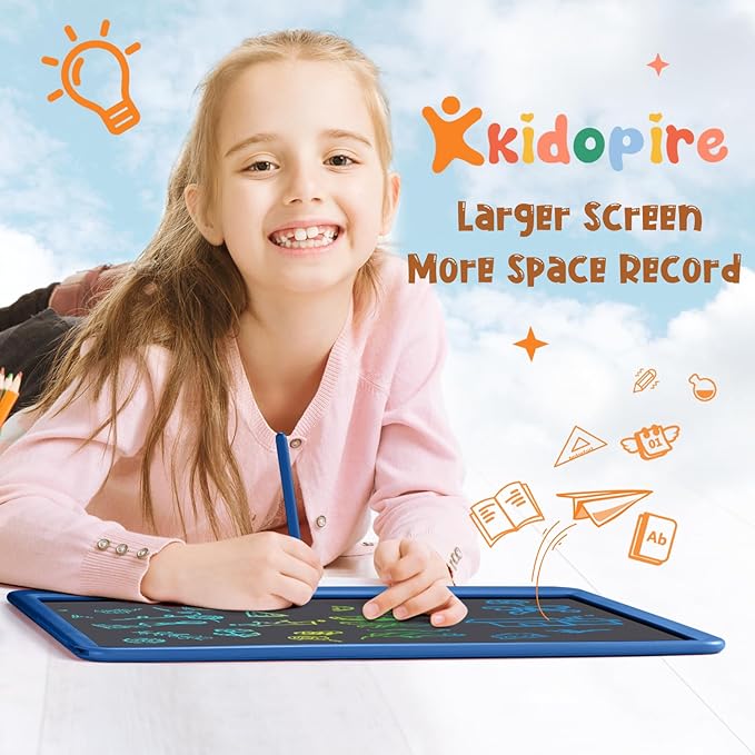 LCD Writing Tablet for Kids, Large Screen 15-Inch Drawing Writing Tablet Doodle Board, Toddler Educational Toys Girls Boys 3-12+ Year Old Birthday Gift Office Road Trip Essentials, Navy