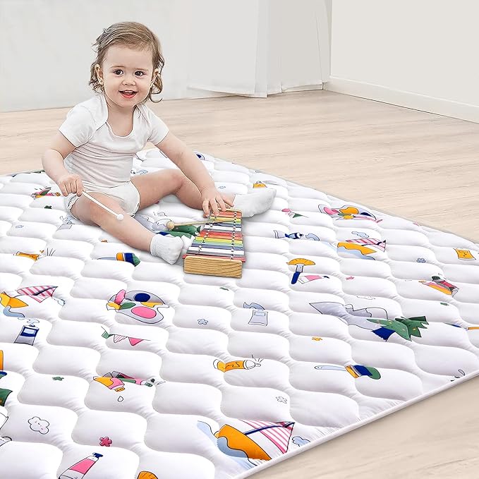 High-Density Foam Baby Play Mat, 47x47 Inches Thicken One-Piece Comfortable and Soft Playmat, Non Slip Machine Washable Floor Mat for Infants, Tapete para Bebes,Toddlers