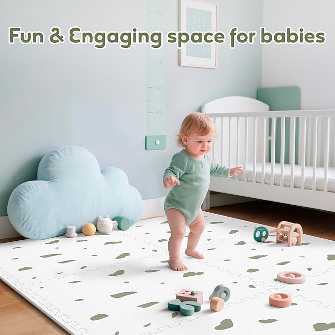 Baby Foam Play Mat-72”x 48” Baby Playmat,6-Piece Interlocking Foam Floor Tiles,Puzzle Mat for Infants and Toddlers,Waterproof Crawling Mat,Non Toxic Play Mat for Baby Tummy Time Mat(Spot)