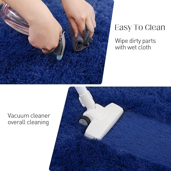 4x6 Blue Rug, Area Rugs for Living Room, Soft Plush Area Rugs for Bedroom, Non-Slip Indoor Carpet for Nursery, Study Room, Playroom, Home Decor