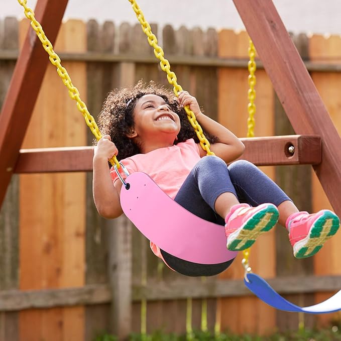 Swings Seat, Swings Seats Replacement 660lbs, Swingsets with Plastic Coated Chains, Swing Set Accessories for Outside Playground Tree, 2 Pack - Pink