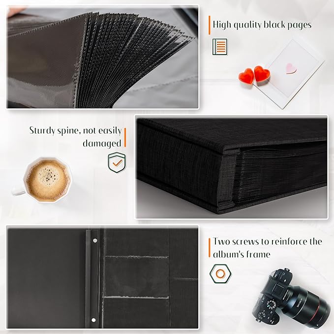 Popotop Photo Album 4x6 600 Pockets for Wedding Gifts,Linen Hardcover Picture Albums for Family Anniversary Baby Vacation Pictures